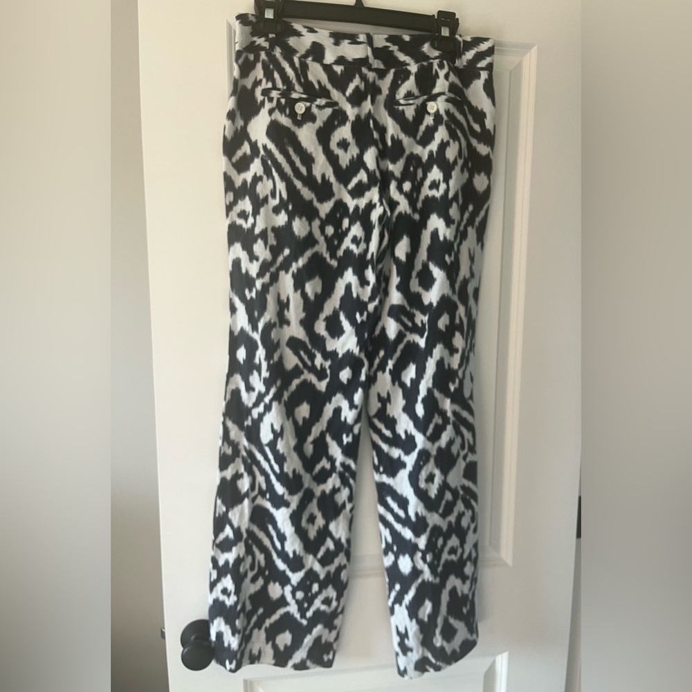 Ann Taylor Loft navy and white Aztec pants 6